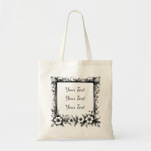 Personalised Ornate Floral Frame Tote Bag