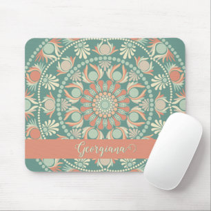 Personalised Ornate Retro Sage and Sand Mandala Mouse Pad