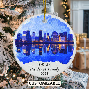 Personalised Oslo Ornament, Norway Ceramic Ornament
