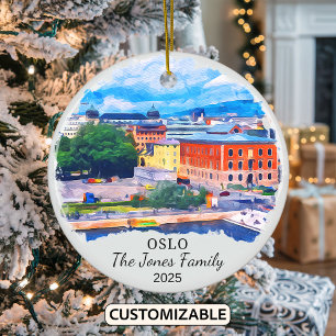 Personalised Oslo Ornament, Norway  Ceramic Ornament