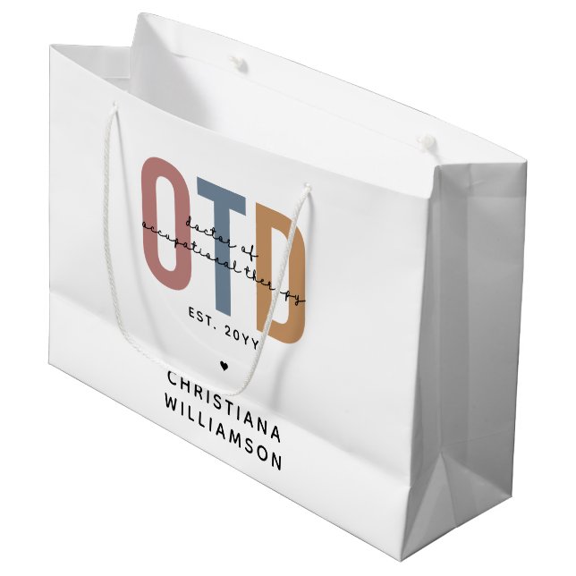 Personalised OTD Doctor of Occupational Therapy Large Gift Bag (Front Angled)