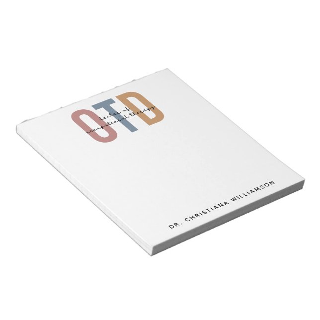 Personalised OTD Doctor of Occupational Therapy Notepad (Angled)