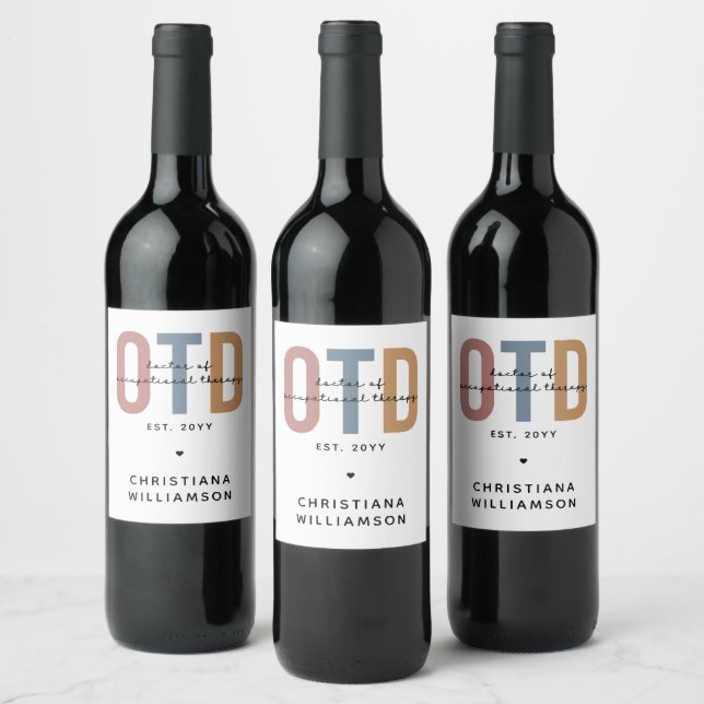 Personalised OTD Doctor of Occupational Therapy Wine Label (Bottles)