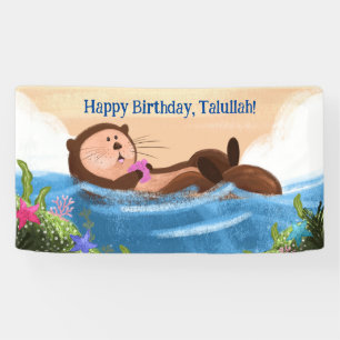 Personalised Otter Birthday - Cute Aquatic Animal Banner