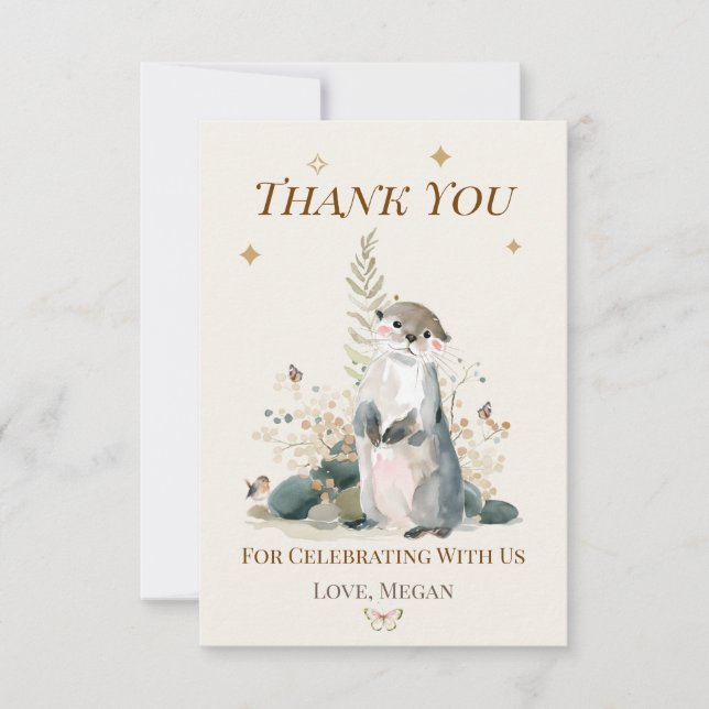 Personalised Otter Thank You Note Card (Front)