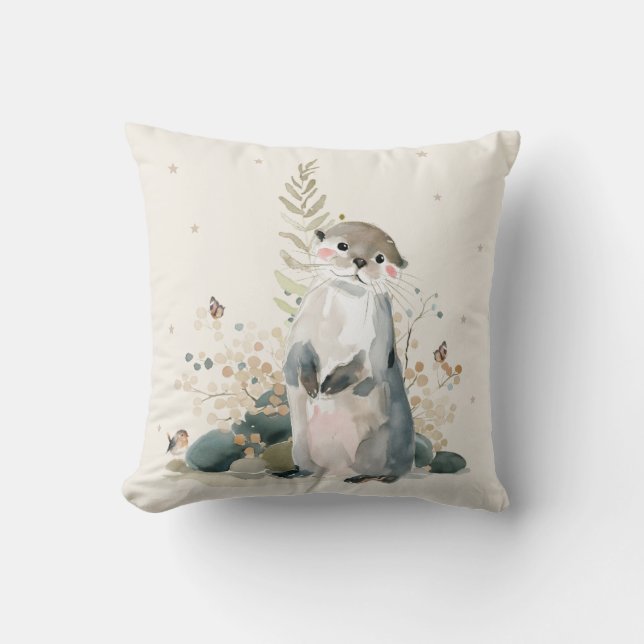 Personalised Otter Throw Pillow (Front)