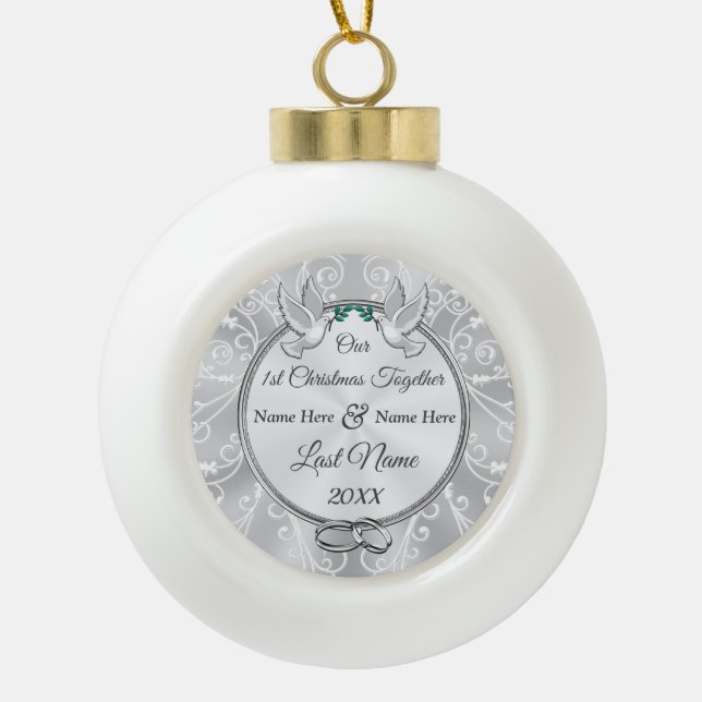 Personalised Our, 1st Christmas Together Ornament (Front)