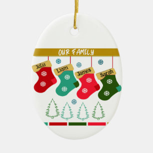 Personalised Our Family Christmas Stocking Ceramic Ornament