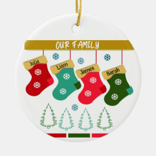 Personalised Our Family Christmas Stocking Ceramic Ornament