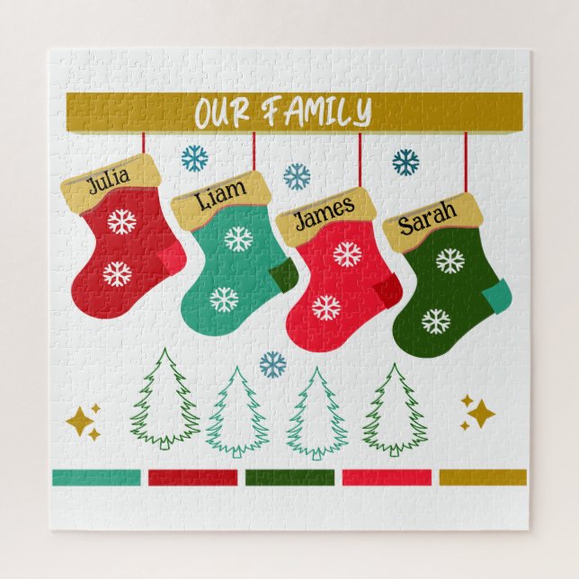 Personalised Our Family Christmas T-Shirt Jigsaw Puzzle (Vertical)