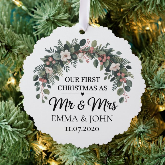 Personalised Our First Christmas As Mr & Mrs 2025 Tree Decoration Card (Insitu (Tree))