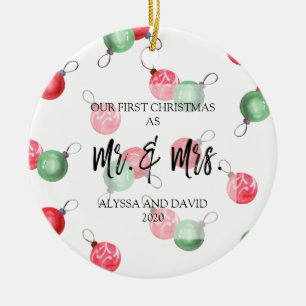 Personalised Our First Christmas As Mr & Mrs Ceramic Ornament