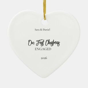 Personalised Our First Christmas Engaged Heart Orn Ceramic Ornament