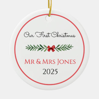 Personalised Our First Christmas Greenery Ornament