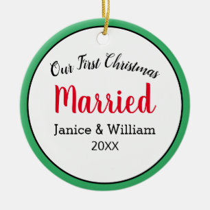 Personalised Our First Christmas Married Ceramic Ornament