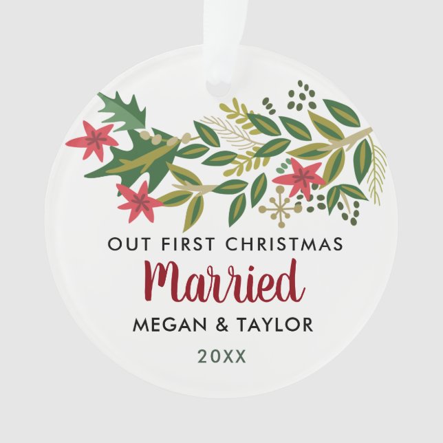 Personalised Our First Christmas Married Ornament (Front)