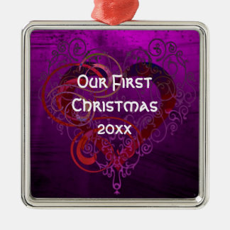 Personalised Our First Christmas Square Ornament