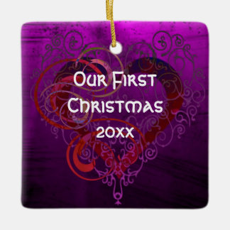 Personalised Our First Christmas Square Ornament