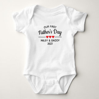 Personalised Our First Father's Day Cute Baby Bodysuit