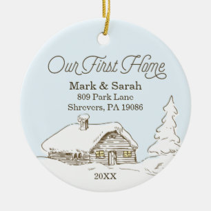 Personalised Our First Home Address Christmas Ceramic Ornament