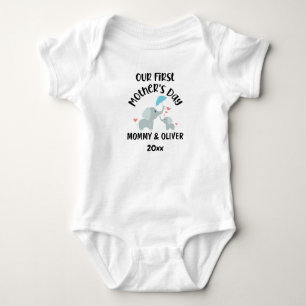 Personalised Our First Mother's Day Elephants 2025 Baby Bodysuit