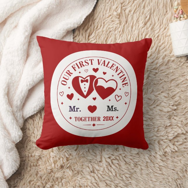 Personalised "Our First Valentine" Mr. & Ms.  Cushion (Blanket)