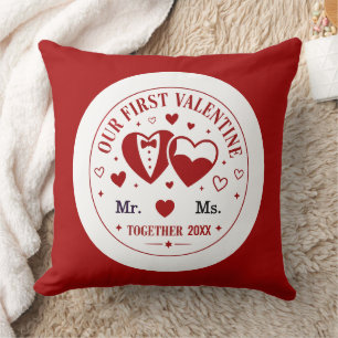 Personalised "Our First Valentine" Mr. & Ms.  Cushion