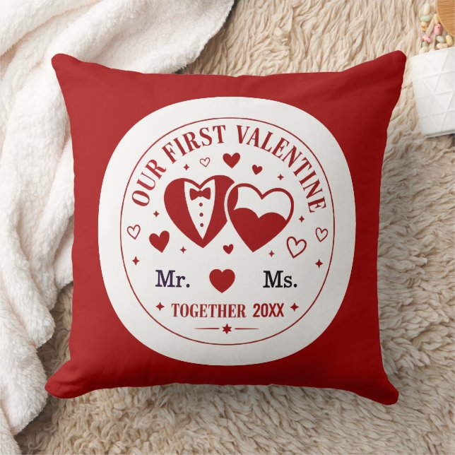 Personalised "Our First Valentine" Mr. & Ms.  Cushion (Blanket)