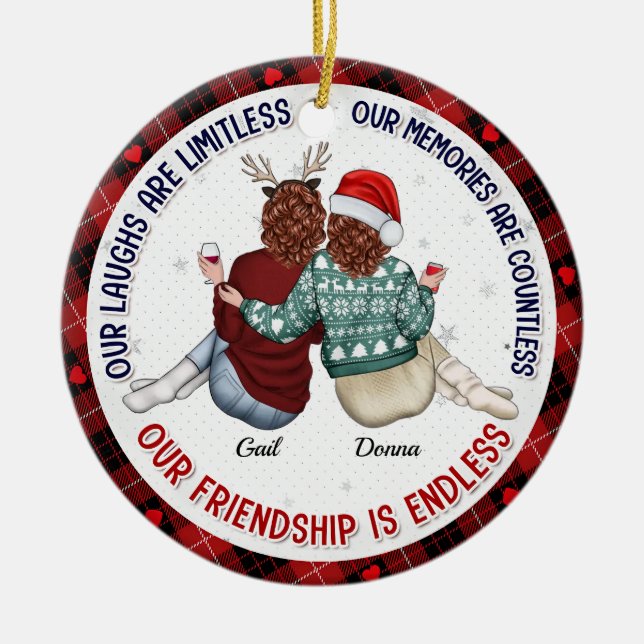Personalised Our Laughs Are Limitless - Bestie  Ceramic Ornament (Front)