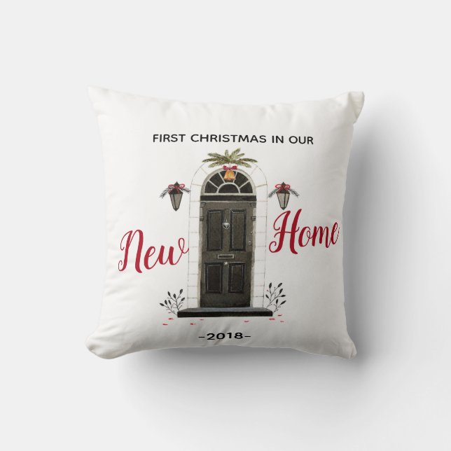 Personalised Our New Home Christmas Throw Pillow (Front)
