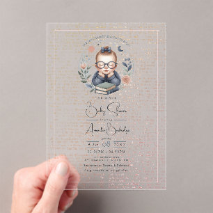 Personalised Our Next Chapter Baby Shower Acrylic Invitations