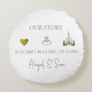 Personalised Our Story Wedding Round Cushion