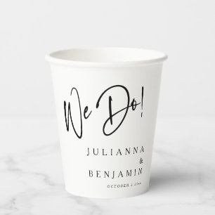 Personalised Outdoor Engagement Party Black White Paper Cups