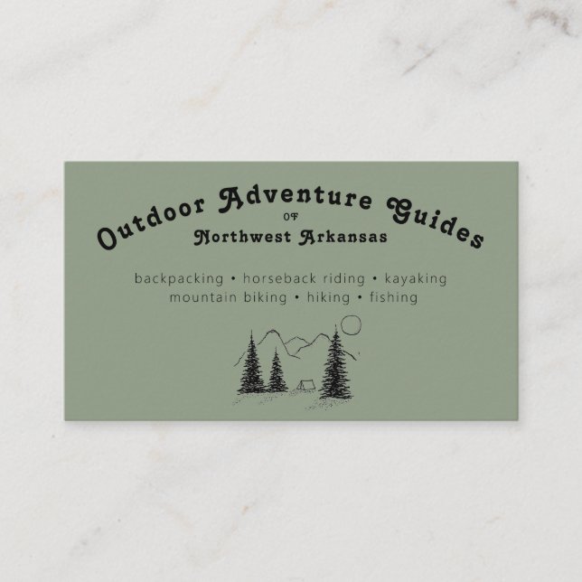 Personalised Outdoor Guide Business Cards - Green (Front)