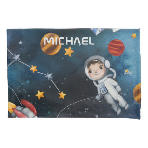 Personalised Outer Space and Cute Astronaut Pillowcase