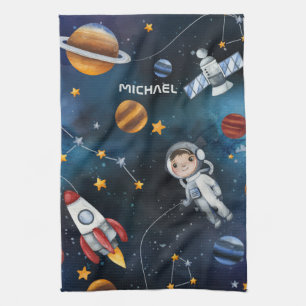 Personalised Outer Space Astronaut Shuttle Tea Towel