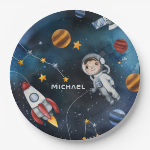 Personalised Outer Space Astronaut Shuttle Travel Paper Plate