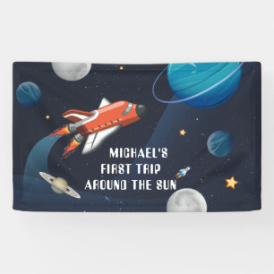 Personalised Outer Space First Birthday In Galaxy Banner