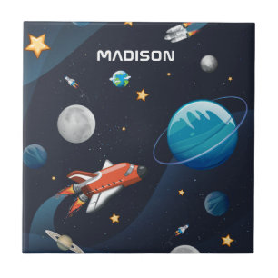 Personalised Outer Space Pattern Ceramic Tile