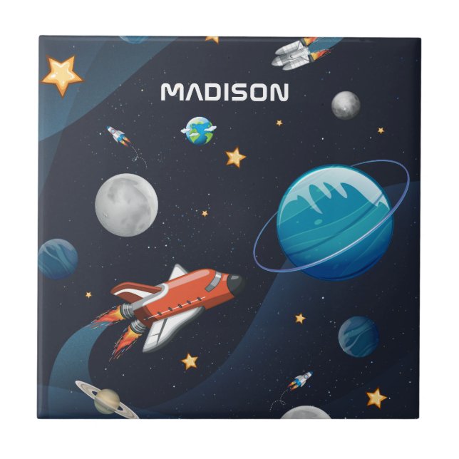 Personalised Outer Space Pattern  Ceramic Tile (Front)