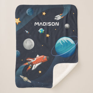 Personalised Outer Space Planet Activity Galaxy Sherpa Blanket