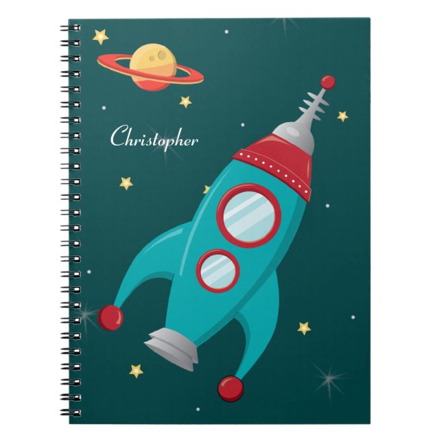 Personalised outer space rocket ship notebook (Front)
