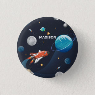 Personalised Outer Space Travel Galaxy 3 Cm Round Badge