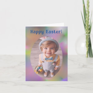 Personalised Oval Photo Elegant Rainbow Easter Holiday Card