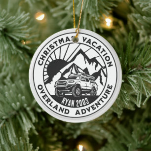 Personalised Overland 4x4 Christmas Holiday black Ceramic Ornament