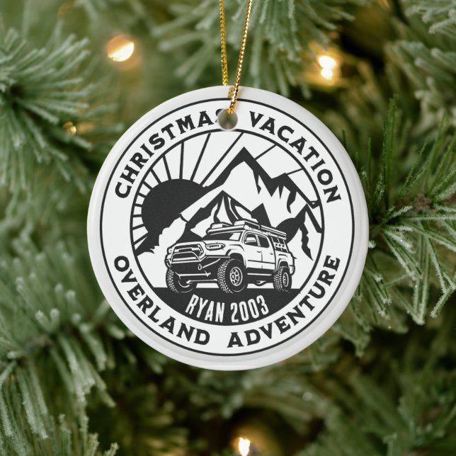 Personalised Overland 4x4 Christmas Holiday black Ceramic Ornament (Tree)