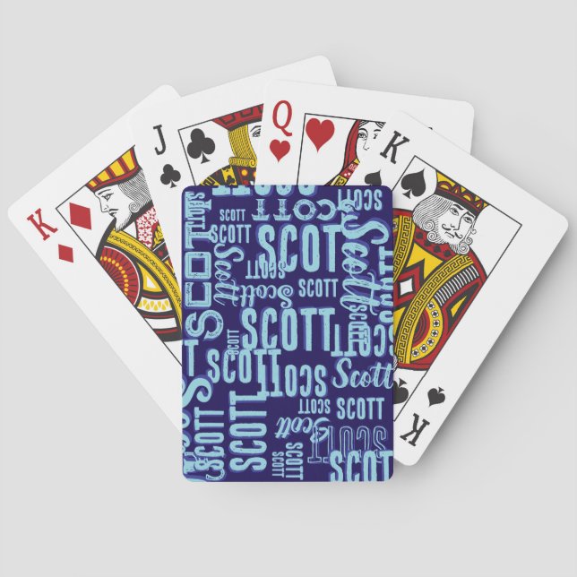 Personalised Overlapped Blue Colour Name Playing Cards (Back)