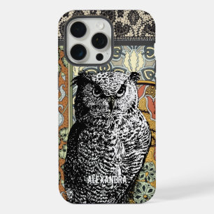 Personalised Owl Art Nouveau Floral iPhone Case