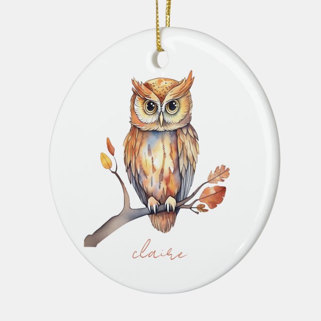 Personalised Owl Ceramic Ornament (Left)