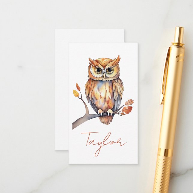Personalised Owl Enclosure Card (Front/Back In Situ)